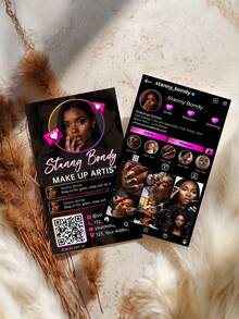 Custom 200/500/1000pcs Personalized Business Cards, Personalized Professional Work Cards, Suitable For Online Marketing And University Style, Beauty Salon, Hair Salon And Nail Art Business Cards,Exclusive Customized VIP Cards, Fashionable Office And Social Style Waterproof Surface Pattern Customization Customized Business Cards - Double-Sided Printing, Waterproof Paper - Multicolor - View 3