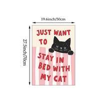 1pc Cute Cat Wall Art Picture "Just Want To Stay In Bed With My Cat" Prints Canvas Paintings Pet Posters Cozy Decor For Living Room Bedroom Kitchen Office Room Decor Gift Cat Lovers Framed/Unframed - Multicolor - View 13