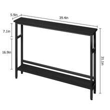 Narrow 15 Cm Coffee Table, Narrow Console Table With Two Levels And Adjustable Shelf, Slim Side Table Behind The Sofa For Living Room, Entrance Area, Hallway, Foyer - màu đen - Xem 7