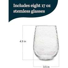 Libbey Juego de 8 Vasos para vino de vidrio Hammered Base, 524 ml(Martillado completo) - Multicolor - Ver 3