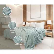 PALASSI de Rayas Suave y Caliente para Cama Sofa en Forro Polar, Distintos Colores y Tamaños Disponibles. (, )(Matrimonial Aqua) - Multicolor - Ver 5