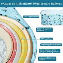 Bañera de Spa Plegable Portátil 1 ud., Bañera con Cojín - Ahorra Espacio y Soporte para la Espalda, Sin Necesidad de Electricidad, Ideal para Uso en el Hogar, Regalo Perfecto para Navidad y Halloween - Celeste - Ver 4