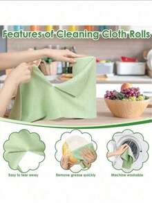 1pc Reusable Microfiber Cleaning Cloth Roll - 20 Sheets, 10x10 Inch (25x25cm) Each, With Perforated Design | Super Absorbent, Durable & Scratch-Resistant, Machine Washable | Multi-Purpose Cleaning Towel For Home, Kitchen, Restaurant, Auto Detailing & More - Grey - View 10