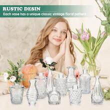Juego de 20 jarrones de vidrio diseño clásico pequeño a granel para centros de mesa vidrio decorativo rústico para mesa de boda hogar decoración de Navidad transparente - Transparente - Ver 4