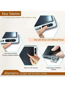 INNoreBoard Portable LCD Electronic Notebook With Protective Case - Reusable Handwriting Tablet, CR2025 Battery-Powered, Black & Rose Red, Home Office School Note Board, Christmas Gift, Notetaking Device, Modern Tablet, Batteryoperated Device, Digital Notepad, Durable Writing Surface, Gift For Professionals - Black - View 10