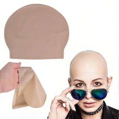 Unisex Bald Caps,Latex Wig Cap Halloween Costume,Head Wig Cap Costume Accessory For Theme Party (Nude)