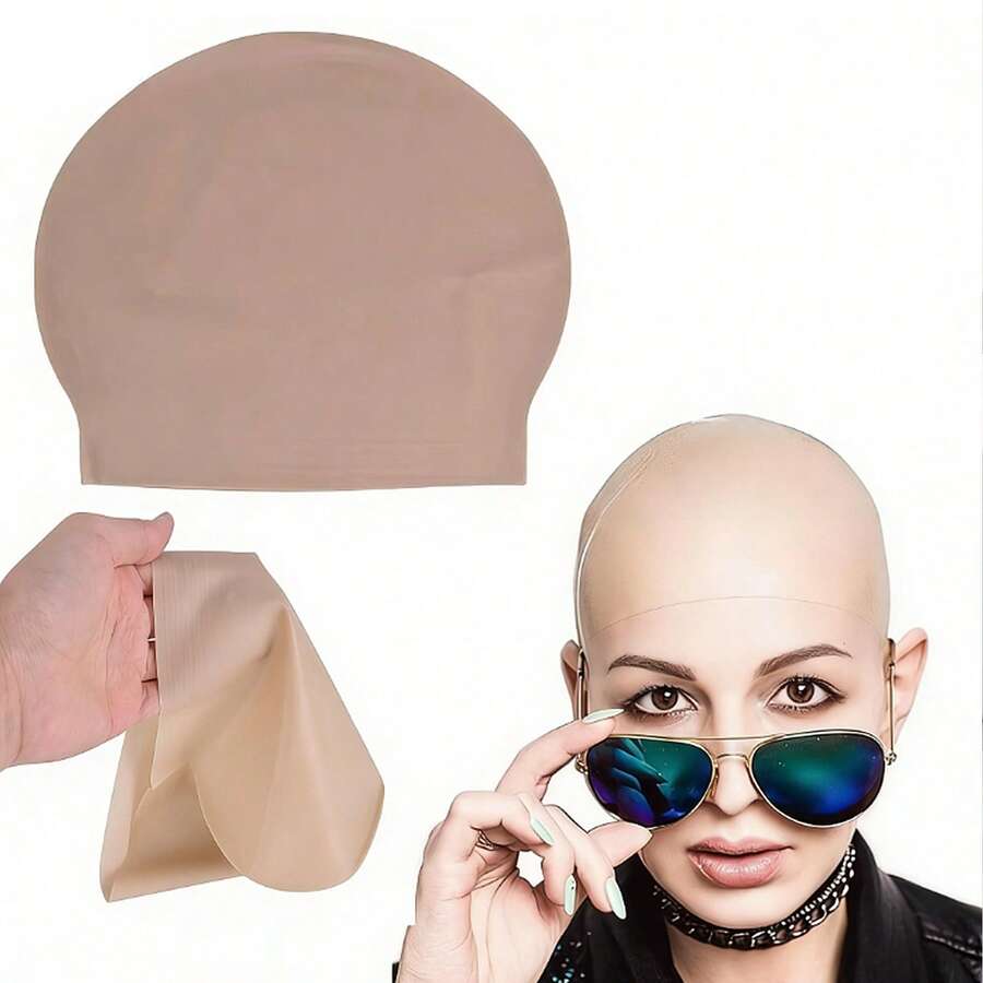 Unisex Bald Cap, Latex Wig Cap For Halloween Costume, Theme Party Headwear Wig Accessory (Nude) - Apricot - View 1