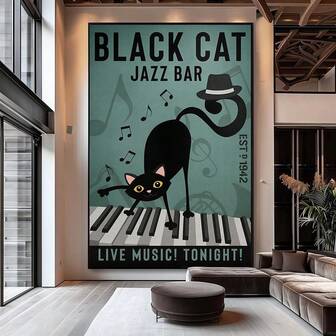 1 st Black Cat Jazz Bar Poster _ Canvas Väggkonst _ Posters Canvastavla Väggkonst Rum Heminredning Oramad