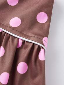 Women's Summer Mini Skirt Elegant Dot Print Ruffled Short Skirt - Brown - View 7