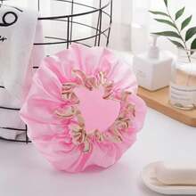 Gorro de ducha de doble capa para mujer, impermeable, grueso, reutilizable, a prueba de aceite, cubierta para el pelo de cocina, capó de pelo satinado para dormir - 1 pieza azul - Ver 4