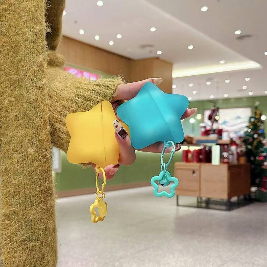 Glow-In-The-Dark Star Shaped Cute & Fashionable Bluetooth Earphone Case - Baby Blue - View 1