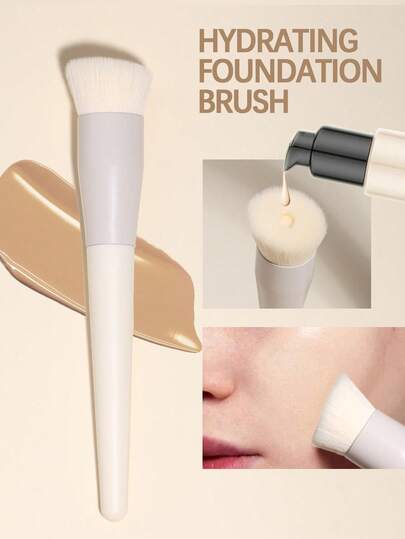 1支平头粉底刷，打造完美妆容 - 适用于液体、膏状和粉状化妆品 - 可用于晕染、点涂和遮瑕，尼龙刷毛。均匀抓取粉状产品，大号粉底刷，柔软密实，全覆盖，可用于打底、修饰轮廓、修饰肤色、妆前乳等。