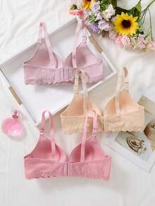 3pcs/Set Women's Front Closure Wireless Comfortable Breathable Nursing Maternity Bras, Multi-Color - Multicolor - View 2