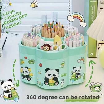 1 st 360 graders roterande pennhållare, multifunktionell förvaringslåda med stor kapacitet för kontorsskrivbord, sminkborstar, studenter, hem och pappersvaror