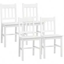Set Of 4 HOMCOM Dining Chairs, Modern Kitchen Chairs With Backrest, Pine Wood, White, Ideal For The Kitchen And Living Room - White - View 9