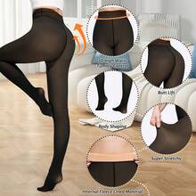 1pc Women's Black Sheer Cocoa Color Tights, Leggings, 230G Polar Thermal Lined Seamless Pants, Suitable For Autumn/Winter Outerwear, Suitable For Temperatures Between 5°C To 20°C (41°F-68°F), Size S/M/L, Designed For Body Weight 90 To 220 Lbs (40 To 100 Kg), Feels Like A Second Skin With No Weight. - 230g - Cocoa Color - View 5