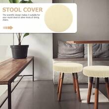 Milisten - Funda Redonda para Taburete de Bar Funda de cojín Redonda Fundas elásticas de Asiento para sillas de Comedor Color Beige - Beis - Ver 6