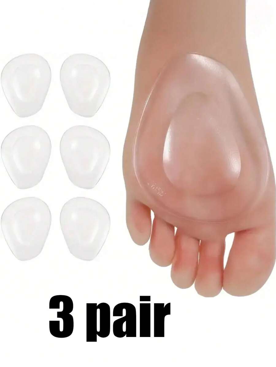 6pcs Reusable Forefoot Shock Absorbing Gel Pads - High Heel Cushions, Anti-Slip Pressure Relief Pads To Alleviate Foot Fatigue - Multicolor - View 1