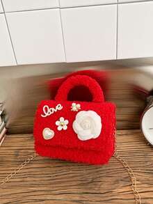 1pc Stylish Princess Sweet Style Red Mini Handbag, With Zipper Closure, Perfect For Storing Coins, Tissues, And Other Small Items. Available In Multiple Styles, Suitable For Teen Girls, And Ideal For Travel, Shopping It's Also An Ideal Holiday Gift For Friends. - Red - View 9