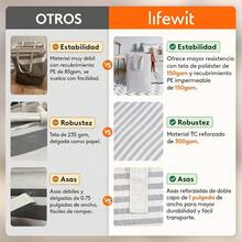 Lifewit Cesto para Ropa Sucia con Capacidad Extra Grande Revestimiento de Impermeabilización Algodón y PEVA de Terileno Bolsa de Almacenamiento Cesto Plegable de Lavandería 80L Gris - Gris - Ver 3