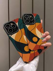 1 件装极简抽象线条几何竖条纹仿皮软壳保护手机壳，适合作为生日、节日礼物送给朋友、家人、情侣，适用于 17/17 Air/17 Pro/17 Pro Max、16/16 Plus/16 Pro/16 Pro Max、15/15 Plus/15 Pro - 彩色 - 查看 4