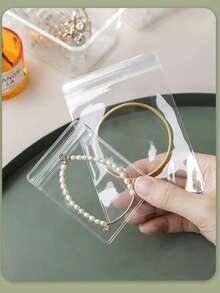 5 Packs (500Pc) PVC Transparent Jewelry Bags - Resealable Self-Adhesive Pouches For Rings, Bracelets & Necklaces | Dust-Proof Organizer For Home, Travel & Retail Packaging