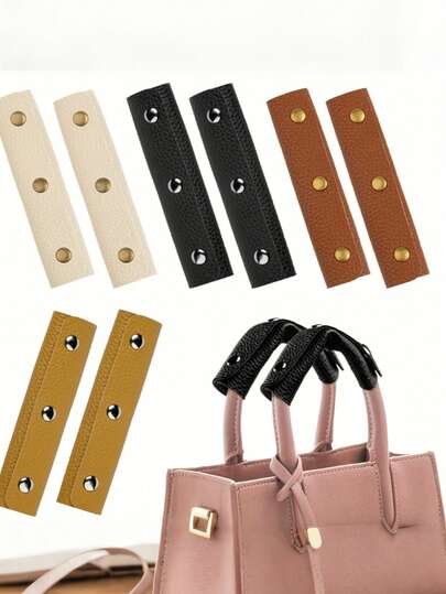 2pcs/Set Or 1pc Faux Leather Handle Covers With Snap Button - Non-Slip, Durable Bag And Luggage Protector Sleeves, Detachable Accessory
