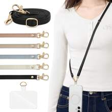 可调节PU皮革肩带 - 斜挎肩带，女士斜挎挂绳 - 手机挂绳，兼容大多数智能手机，包含1个垫子