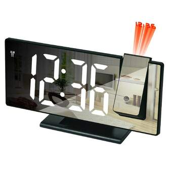 1 pieza Nuevo Reloj Despertador LED con Proyección de Espejo, Reloj Digital Multifuncional Alimentado por USB con Atenuación Automática, Reloj Electrónico, Decoración del Hogar, Decoración del Dormitorio, Regalo de Cumpleaños, Regalo Escolar, Regalo del Día de la Madre, Regalo de Navidad, Reloj Despertador con Proyección de Espejo, Pantalla Grande, Reloj Electrónico, Multifuncional