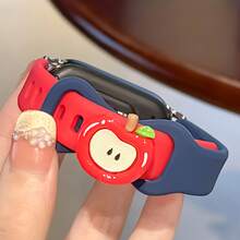 适用于小米手环 10/9/8 的硅胶替换表带，苹果表扣设计，独特时尚，红、蓝、白双色蝴蝶扣表带，男女通用智能健身追踪器