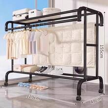 スタンドハンガー ベッドルーム用 ベランダ干し物ラック 簡易家庭用 室内衣類掛け 移動式コートハンガー - ブラック - チェックする 5