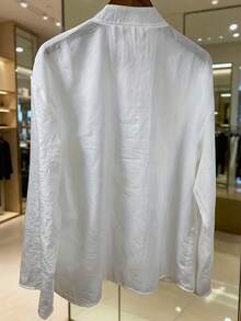Retro Style Women Cotton Linen Blouse Lapel Collar Pleated Design Loose Fit Long Sleeve Solid Color Versatile Casual Shirt - trắng - Xem 4