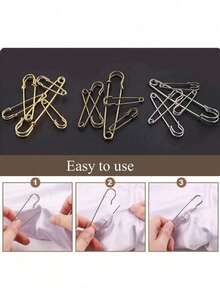 5-30pcs Large Size Garment Safety Pins, Heavy Duty Quilting Pins, Gold/Silver Decorative Pins, Suitable For Canvas, Wool Clothing Crafts And DIY Jewelry Crafts - Multicolor - View 10