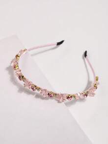 1 pieza Diadema de cristal de lujo estilo barroco con rhinestones, accesorio de pelo elegante francés para mujer, pasador de pelo para fiesta/boda, estilo palacio brillante con cristal artificial, Halloween, diadema, accesorios para el cabello, banda para el cabello, accesorios de belleza para el hogar - Rosa - Ver 7