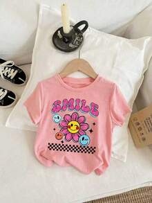 3pcs Toddler Girls' Cartoon Print Short Sleeve Set - Multicolor - View 3