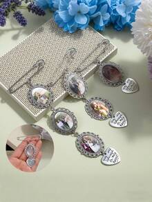 1/2 piezas Kit de fabricación de broches de alfileres DIY, regalos del Día de San Valentín, para novia, boda, aniversario, Ramadán, Día de la Madre, festival, broche de alfileres con encanto de ramo de fotos personalizado DIY, para mujeres y niñas, broche de corazón de foto vintage, marco de encaje con marco ovalado con colgante