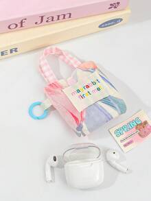 1pc Colorful Flower Pattern Earphone Bag Soft Fabric Wired Earphone Storage Bag Handbag Shaped Mini Earbuds Storage Bag Fresh Style Floral Print Data Cable Organizer Bag Cute Plaid Pattern Handle Creative Bag Accessories Key Bag Keychain For Girls Fashionable Coin Wallet Coin Purses Small Hanging Bag Bag Charm Multi-Functional Items Organizer Bag Back To School Supplies Travel Essentials - Multicolor - View 14