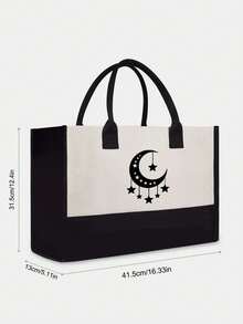 Handtasche aus Leinwand mit Stern- und Mondmuster, große Kapazität, Umhängetasche, Kosmetiktasche, beste wiederverwendbare Einkaufstasche für den Ramadan, Einkaufsästhetik-Handtasche, Freizeithandtasche für Damen, geeignet für Urlaub, Strand und Alltag, tolle Geschenke für Frauen, Mütter, Lehrer, Freunde, Brautjungfern, große Taschen, Studenten, Geschenke zum Valentinstag, zur Hochzeitssaison. - Verschiedenfarbig - Übersicht 8