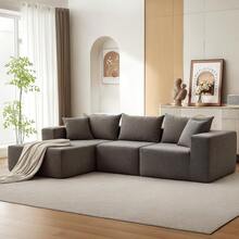 Techigher 108" Modular Sectional Sofa, Boneless Couch With L-Shape Chaise, Upholstered Cloud Couch With Deep Seat For Living Room, Bedroom - Grey_Left Chaise - View 1