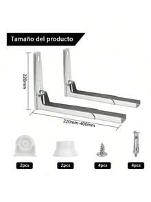 Repisa para Microondas de Acero Inoxidable, Soporte para Microondas,Estantería de cocina para montar en la pared, soportes extensibles, Montaje en Pared y Plegable Sin Ocupar - Plateado - Ver 7