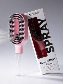 WANMEI 2-In-1 Spray Hair Brush, Transparent White, Mist Spray Brush, Built-In Water Tank, Soft & Flexible Bristles, Dry & Wet Styling Spray Brush, Suitable For Curly, Straight & Wavy Hair, Moisturizing Hair Brush, Curling Brush, Detangling Brush, Women Hair Brush, Hairstyling, Travel, Hair Care Products, Hair Tools, Hair Accessories, Hairstylist, Hair Salon, Hair Styling Equipment - 粉色 - 查看 2
