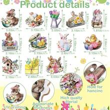 36 adornos de conejito de Pascua de madera para colgar en el árbol de primavera con cuerda para el hogar y la cocina. - Multicolor - Ver 6