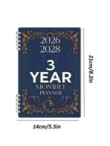 1本便携式笔记本，用于三年月度计划，适用于2026-2028年，内页带横线，适合办公、学习、居家收藏，采用优质纸张，时尚封面设计，是生日、毕业或返校的理想礼物。 - 彩色 - 查看 7