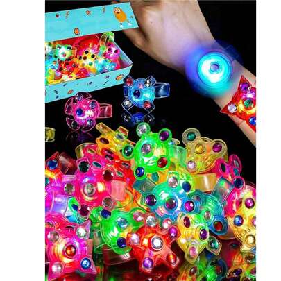 24个/套旋转LED发光手环，闪光手镯，适合作为珠宝、生日、毕业典礼、婚礼、派对、嘉年华、复活节礼物、生日派对装饰、夜灯、玩具派对礼品、男士独特礼物、个性化礼物、节日配饰、派对礼品、户外游戏、发光派对用品（款式随机）