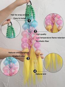 Kid's Yaki Straight Bubble Ponytail Extensions - 1Pc, 24inch Synthetic Wig Extensions With Tie Halloween And Christmas Gifts - Two-Tone - View 5