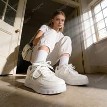 Women's White Low-Top Shoes, Casual Shoes, Outdoor Sports Shoes, Lace-Up Shoes, Lightweight, Easy To Walk, Fashionable, Comfortable, Available In Plus Sizes. - 薄荷綠 - 查看 4