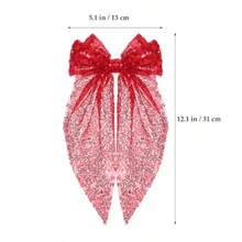 YUIO-Healeved Pinzas Para El Cabello Con Lazo Grande De Lentejuelas Brillantes 2 Clips Rojo Para Niñas Y Mujeres Accesorios Para Fiesta Y Día De San ValentíN - Rojo - Ver 5