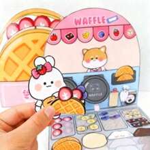 Random Waffle Paper Craft Quiet Book Kit - DIY Food-Making Scrapbook With Materials | Cute Paper Dolls | Stress-Relief Handmade Activity For Leisure & Creative Fun