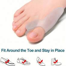 1 para silikonowych separatorów/ochraniaczy na palce, wygodny, unisexowy rozpieracz na duży palec u nogi - Biały - Zobacz 7