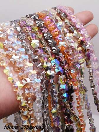 20 piezas por bolsa de cuentas de vidrio con diseño de flor de ciruelo para hacer joyería